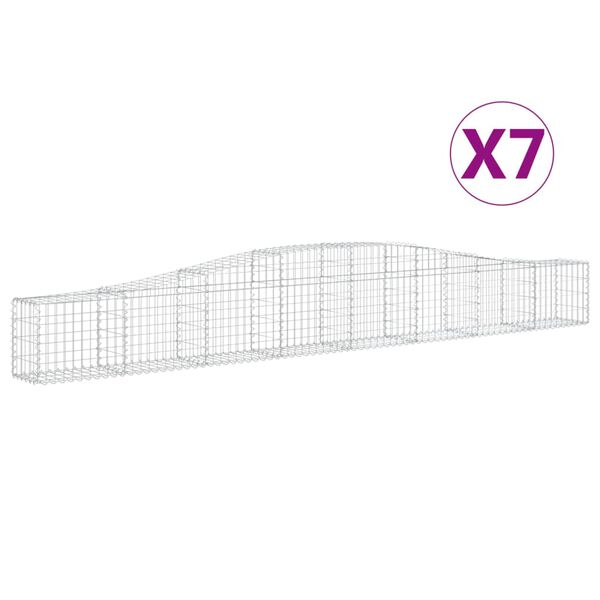 vidaXL Gabionkurver buede 7 stk 400x30x40/60 cm galvanisert jern