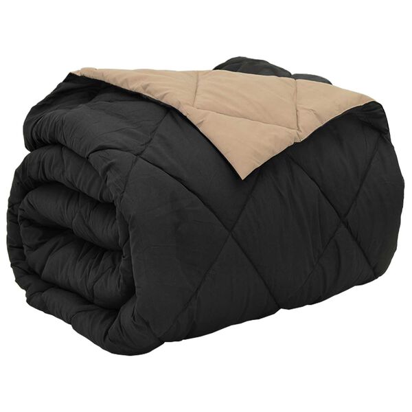 vidaXL Full &aring;r dyne Svart og Taupe 240 x 260 cm Mikrofiber
