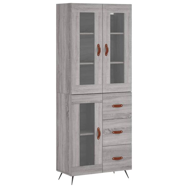 vidaXL Highboard gr&aring; sonoma 69,5x34x180 cm konstruert tre