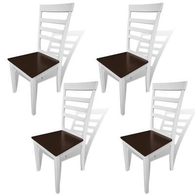 vidaXL Spisestoler 4 stk hvit og brun heltre og MDF