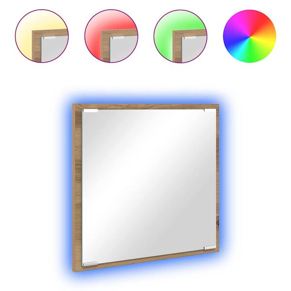 vidaXL LED Badevindu Artisan Eik 40 x 37 x 8.5 cm Konstruert tre