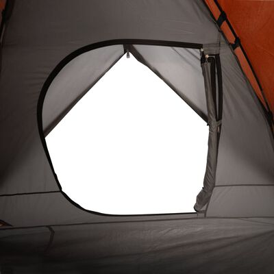 vidaXL Kuppeltelt for camping 3 personer grå og oransje vanntett