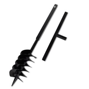 Jordbor med h&aring;ndtak 150 mm tre spiraler svart st&aring;l