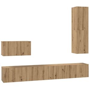 vidaXL Vegghylle for TV Veggmontert 4 pcs Artisan Eik Konstruert tre