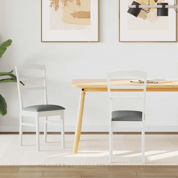 vidaXL Spisestuestol 2 pcs Hvit og Grå Massivt tre