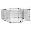 vidaXL Kj&aelig;ledyrbur med 8 paneler og d&oslash;r svart 70x70x35 cm st&aring;l