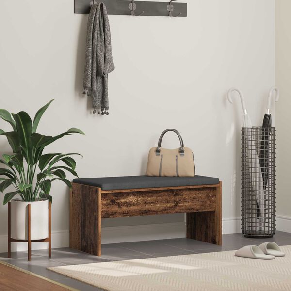 vidaXL Gangbenk med pute Gammelt tre 83 x 38 x 40 cm