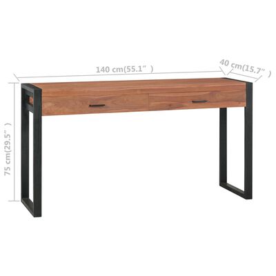 vidaXL Skrivebord med 2 skuffer 140x40x75 cm teak
