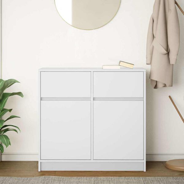 vidaXL Skjenk med skuff hvit 80x34x76 cm konstruert tre