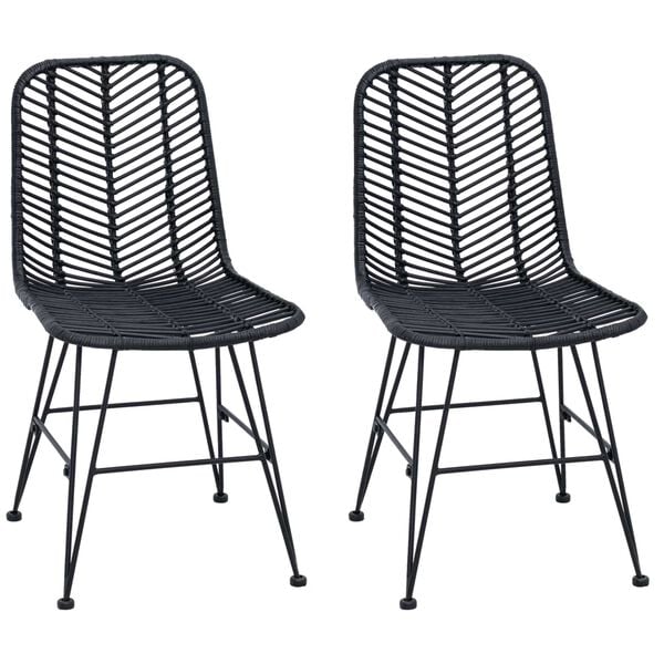 vidaXL Spisestuestol 2 pcs Svart 44,5 x 55 x 85 cm Rattan og Jern