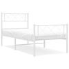 vidaXL Sengeramme i metall med hode- og fotgavl hvit 100x190 cm