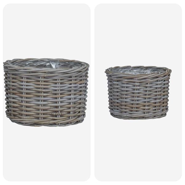 vidaXL Plantekurv med lagring 2 pcs Gr&aring; Kubu Rattan