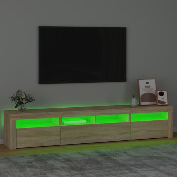 vidaXL TV-benk med LED-lys sonoma eik 210x35x40 cm