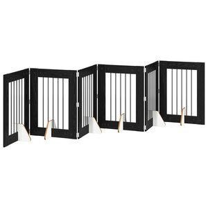 vidaXL Foldbar hundegitter med stativer 6 pcs Svart eik 362 cm