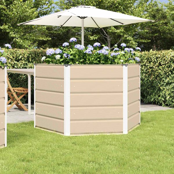 vidaXL Plantekassed Elfenben 129 x 129 x75 cm St&aring;l