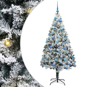 vidaXL Kunstig juletre med 300 LED Hvit 180 cm PVC og St&aring;l og Plast