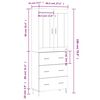 vidaXL Highboard hvit 69,5x34x180 cm konstruert tre