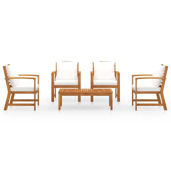 vidaXL Hagesofagruppe med pute 5 deler heltre akasie