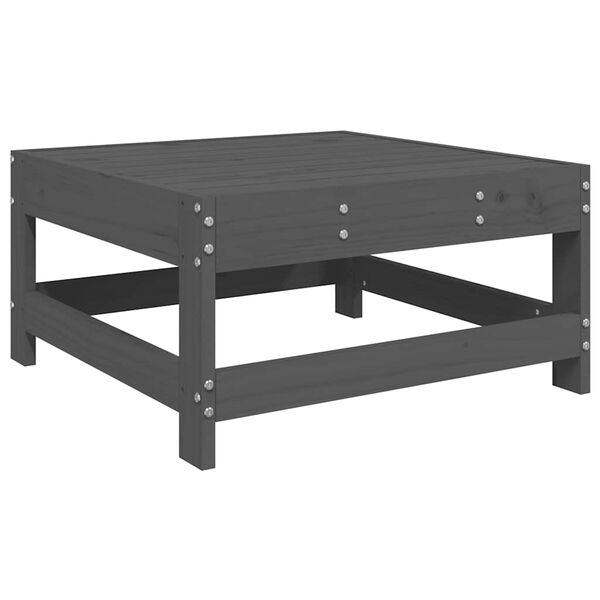 vidaXL Utend&oslash;rs fotskammel med pute gr&aring; heltre furu