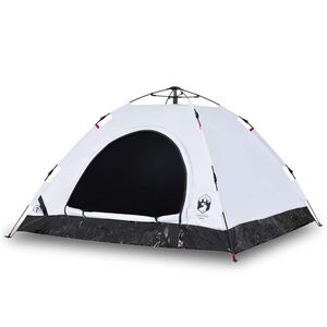vidaXL Campingtelt 5 personer hvit blendingsstoff hurtigutl&oslash;ser