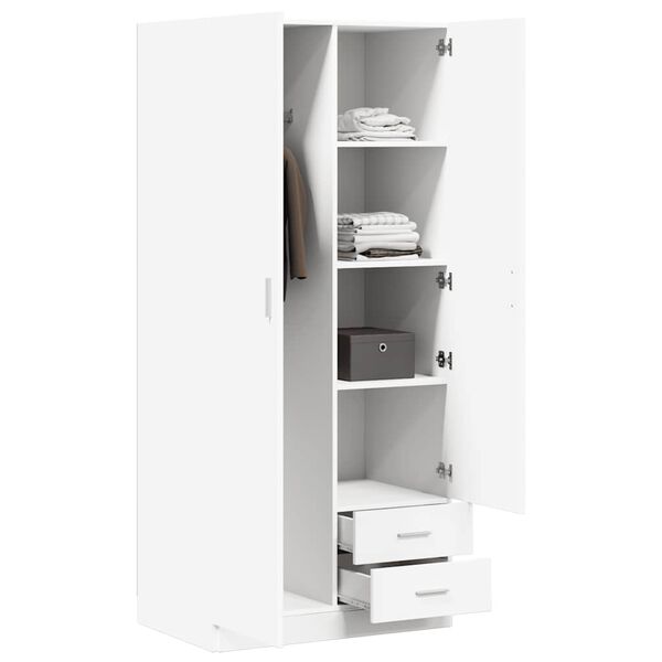 vidaXL Garderobe hvit 80x52x180 cm konstruert tre