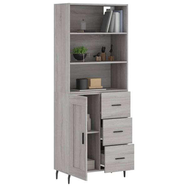 vidaXL Highboard gr&aring; sonoma 69,5x34x180 cm konstruert tre