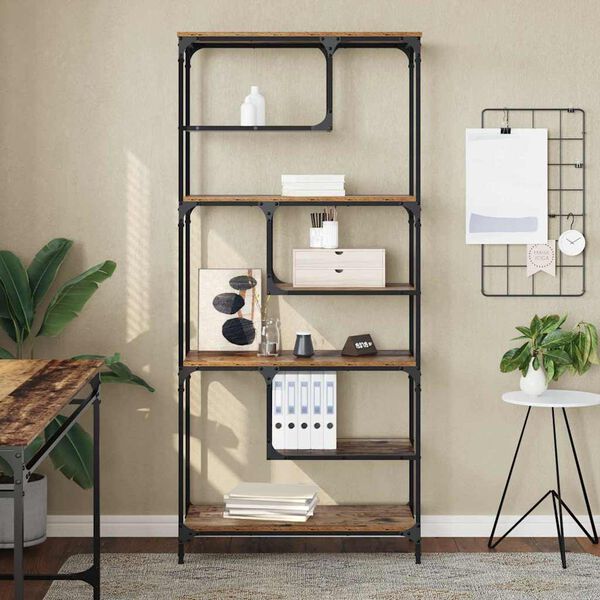 vidaXL Bokhylle Gammelt tre 81 x 36 x 176 cm Konstruert tre