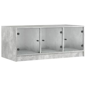 vidaXL Salongbord med glassd&oslash;rer betonggr&aring; 102x50x42 cm