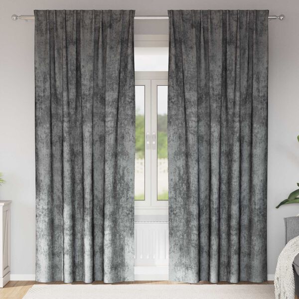vidaXL Fløyel Gardiner med gardiner 2 pcs Grå 225 x 140 cm Fløyel