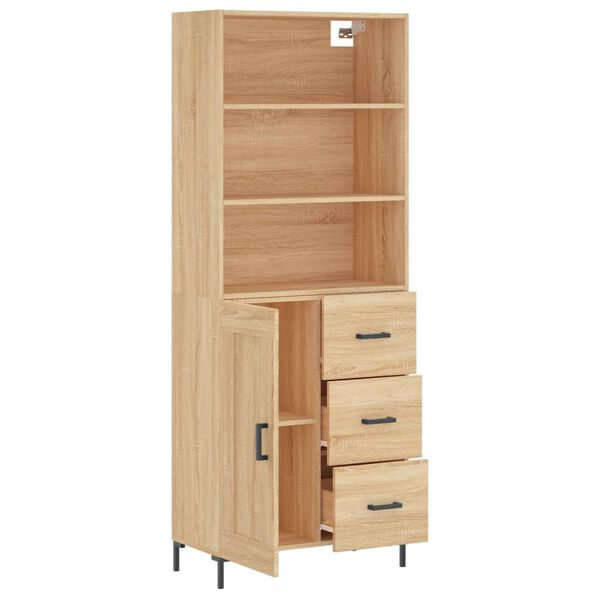 vidaXL Highboard sonoma eik 69,5x34x180 cm konstruert tre