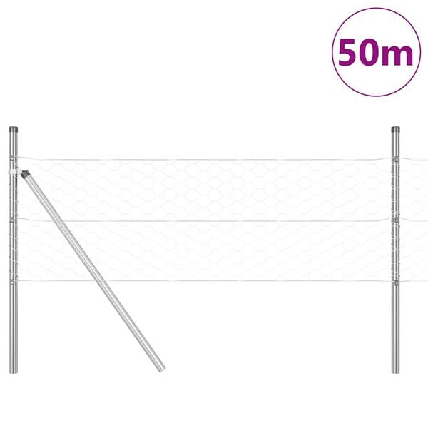 vidaXL Gjerdep&aring;le s&oslash;lv 50 x 0,8 m (50 mm mesh) St&aring;l