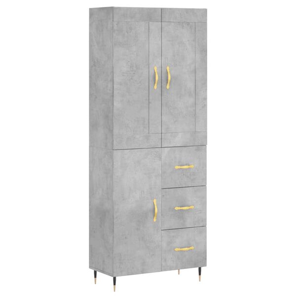 vidaXL Highboard betonggr&aring; 69,5x34x180 cm konstruert tre