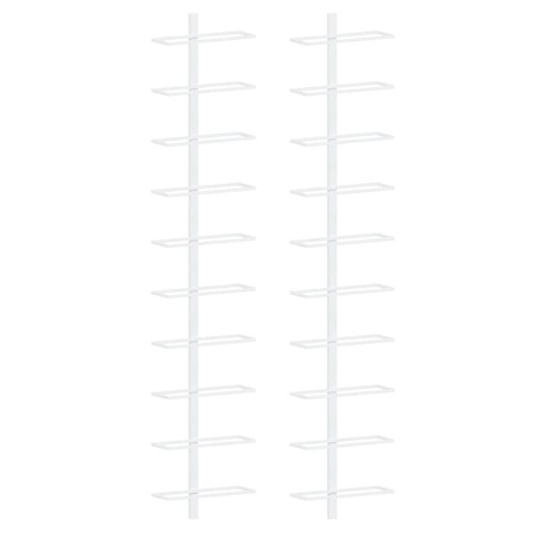 vidaXL Veggmontert vinstativ for 10 flasker 2 stk hvit metall