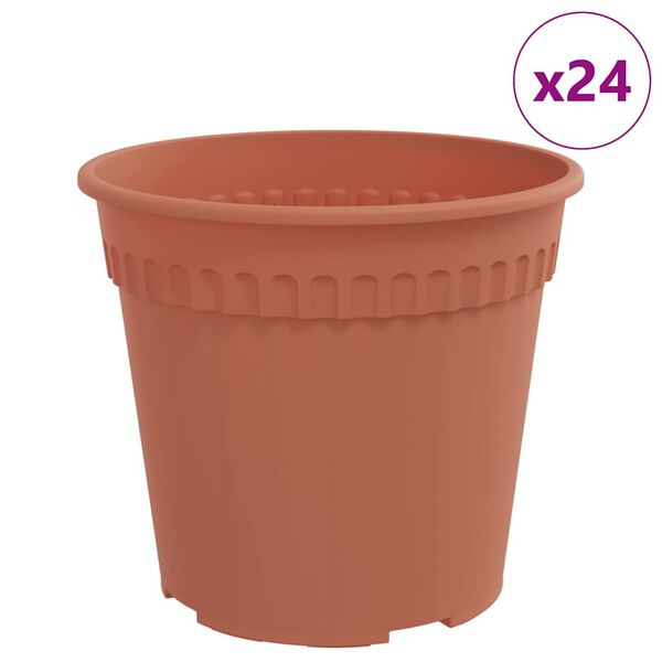 vidaXL Rund Blomsterpotte 24 pcs Klinker R&oslash;d &Oslash; 17 x 14 cm Plast