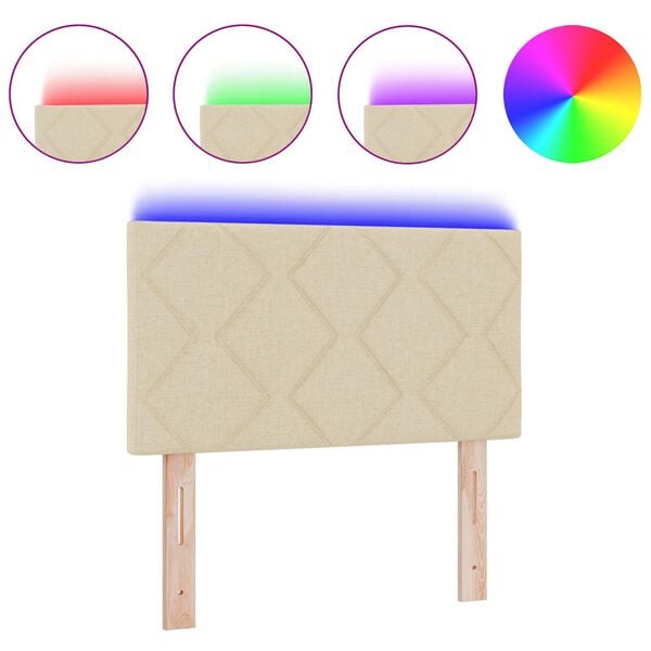 vidaXL Hodegavl med LED -stripelys med hodegjerde Krem 80 cm stoff