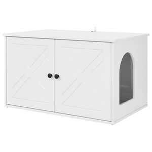 vidaXL Katt Hus Glanset Hvit 85 x 55 x 50 cm Konstruert tre