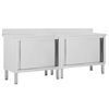 vidaXL Arbeidsbord med skyved&oslash;rer 2stk 200x50x(95-97)cm rustfritt st&aring;l