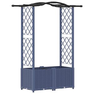 vidaXL Hevet Bed med Trellis og Tak Gr&aring; 125 x 40 x 138 cm PP