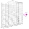 vidaXL Gabionkurver buede 3 stk 200x30x200/220 cm galvanisert jern