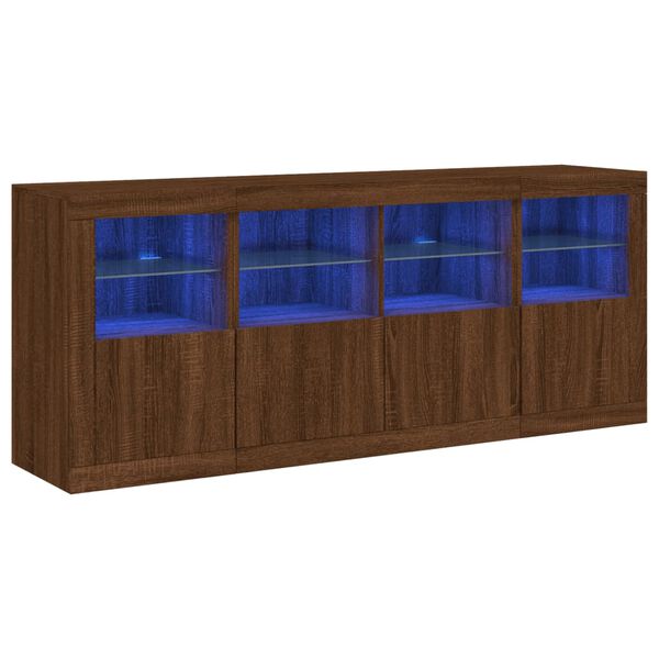 vidaXL Skjenk med LED-lys brun eik 163x37x67 cm