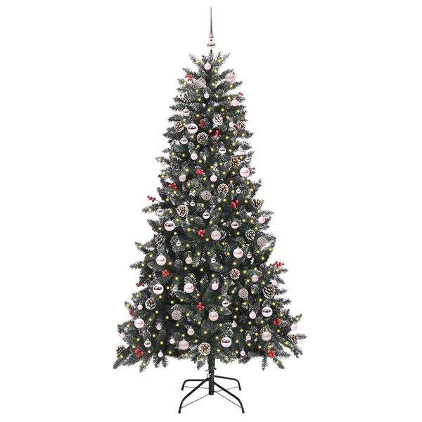 vidaXL Kunstig juletre med 300 LED gr&oslash;nn 210 cm PVC og plast og st&aring;l
