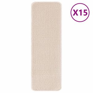 vidaXL Anti-skli Trapematter 15 stk. 60 x 25 cm Krem PP Rektangul&aelig;r