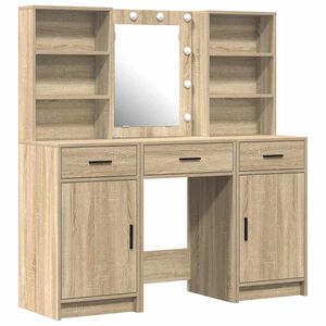 vidaXL Dressingbordsett med LED 3 stk. Sonoma eik Konstruert tre
