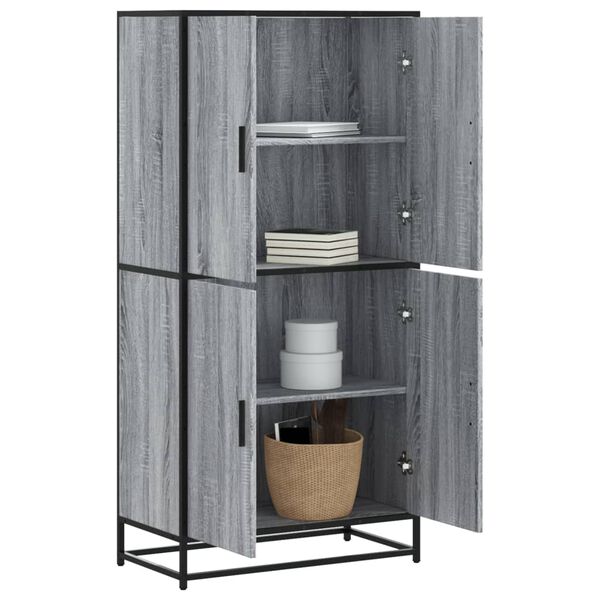 vidaXL Highboard gr&aring; sonoma 68x35x139 cm konstruert tre