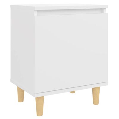 vidaXL Nattbord med ben i heltre hvit 40x30x50 cm