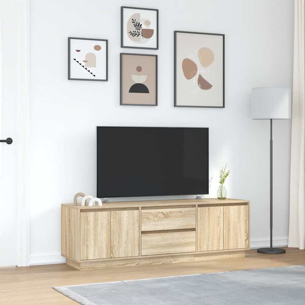 vidaXL TV-benk med LED-lys sonoma eik 160,5x41x50 cm