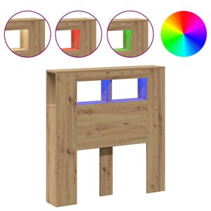 vidaXL Sengegavl med LED artisan eik 100x18,5x103,5 cm konstruert tre
