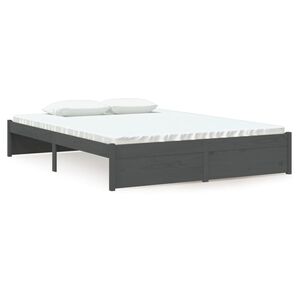 vidaXL Sengeramme gr&aring; heltre 135x190 cm Double