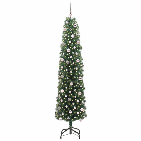 vidaXL Kunstig juletre med 300 LED gr&oslash;nn 240 cm PVC og st&aring;l og plast