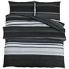 vidaXL Dynetrekksett svart stripe 225x220 cm bomull